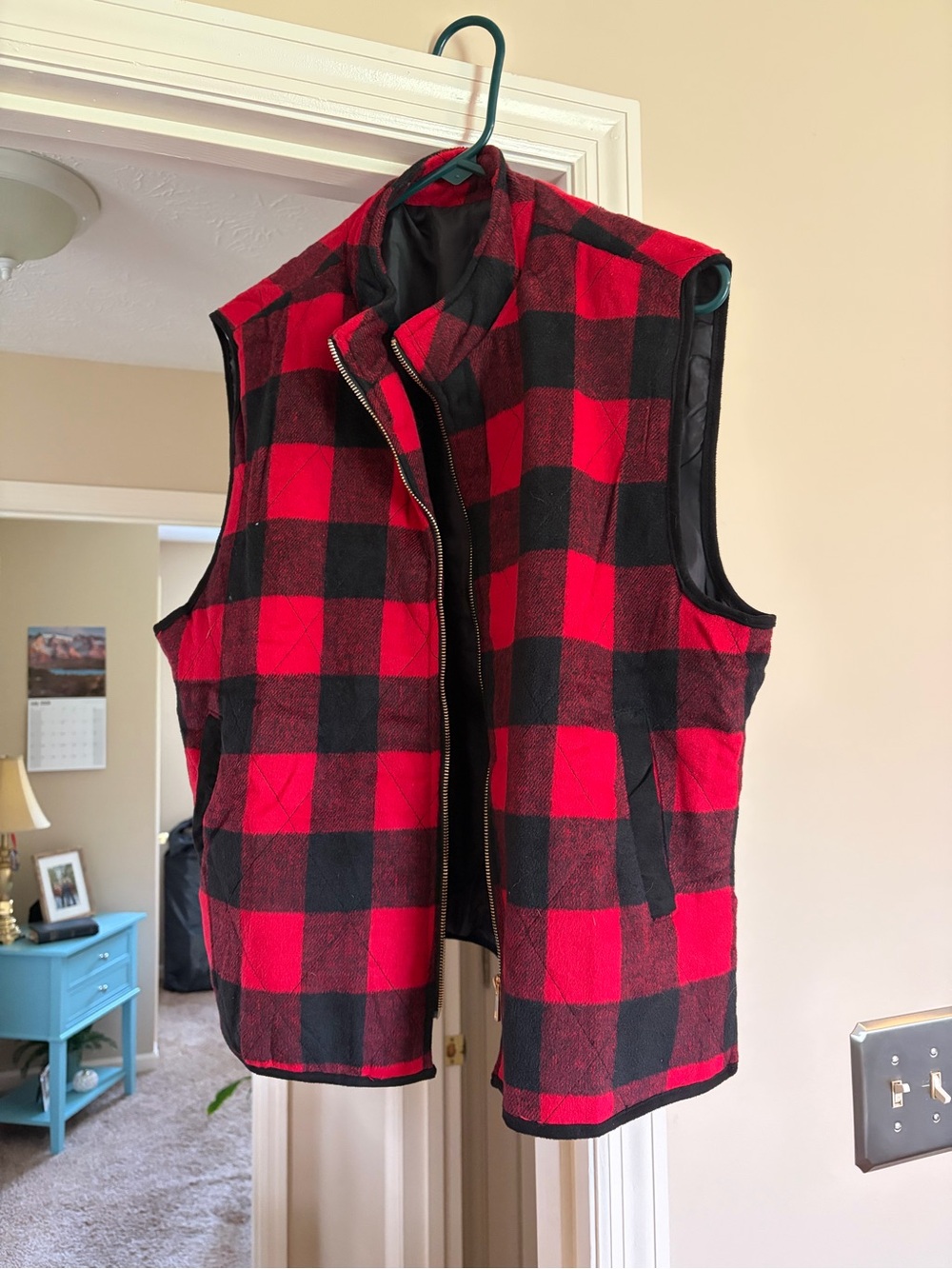 Red & Black Buffalo Plaid Quilted Vest